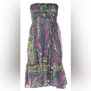 Tommy Bahama gauze strapless smocked dress -size M